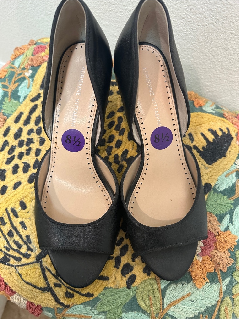 Adrienne Vittadini Black Peep-Toe D'Orsay Pumps
